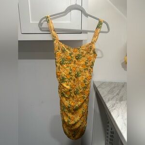 Urban Outfitters Yellow and Green Floral Midi Dress